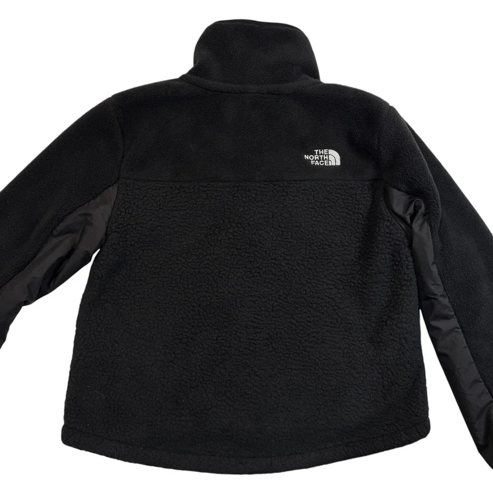 The North Face Girls Black Sherpa Fleece Mashup Snap Jacket NF0A7UMI Large 12